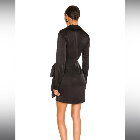 Revolve sophie draped mini Black Satin NWOT - Picture 2 of 3